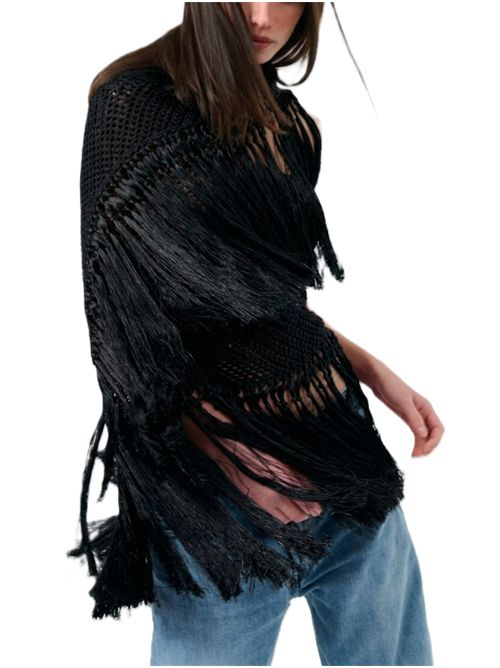 Scialle Rosa COTONE E SETA -- NERO by 'Chiara is' CHIARA IS | SROS005CO-VI-SEVOLCANIC BLACK